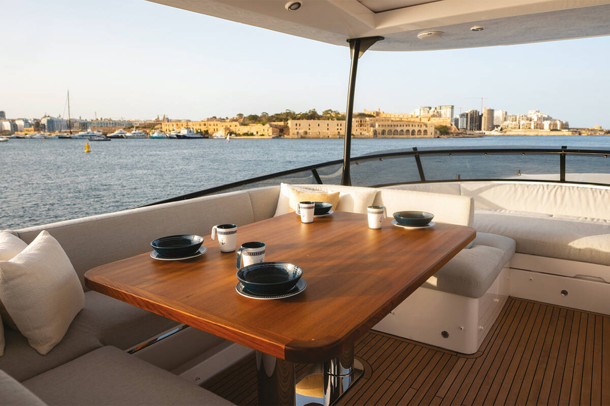 Dining area on flybridge
