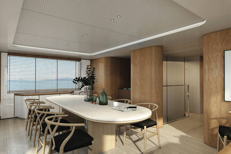 Dinette in upper deck salon