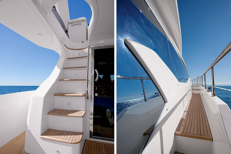 The staircase to the flybridge