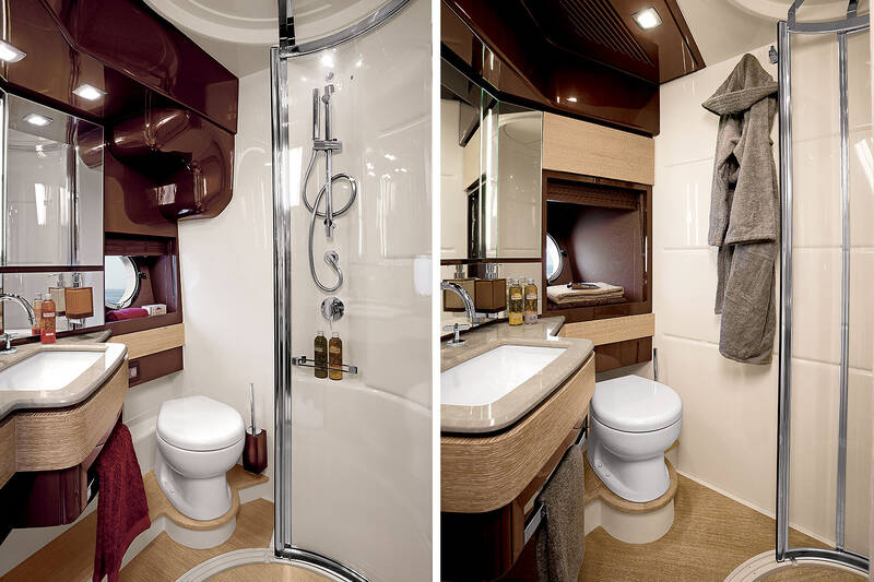 Bathroom VIP cabin (left) and guest (right)