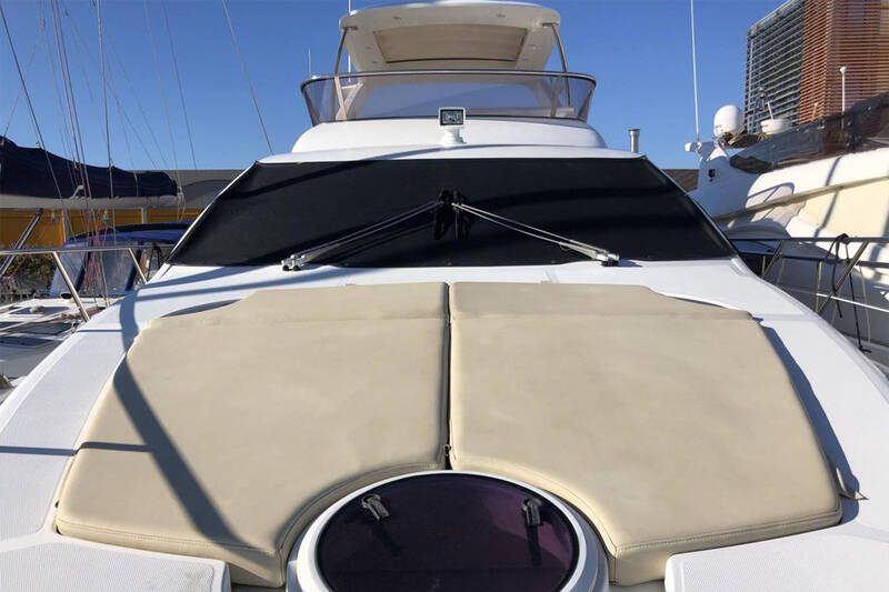 Sunbathing cushions on bow