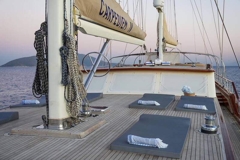 Sun loungers on deck