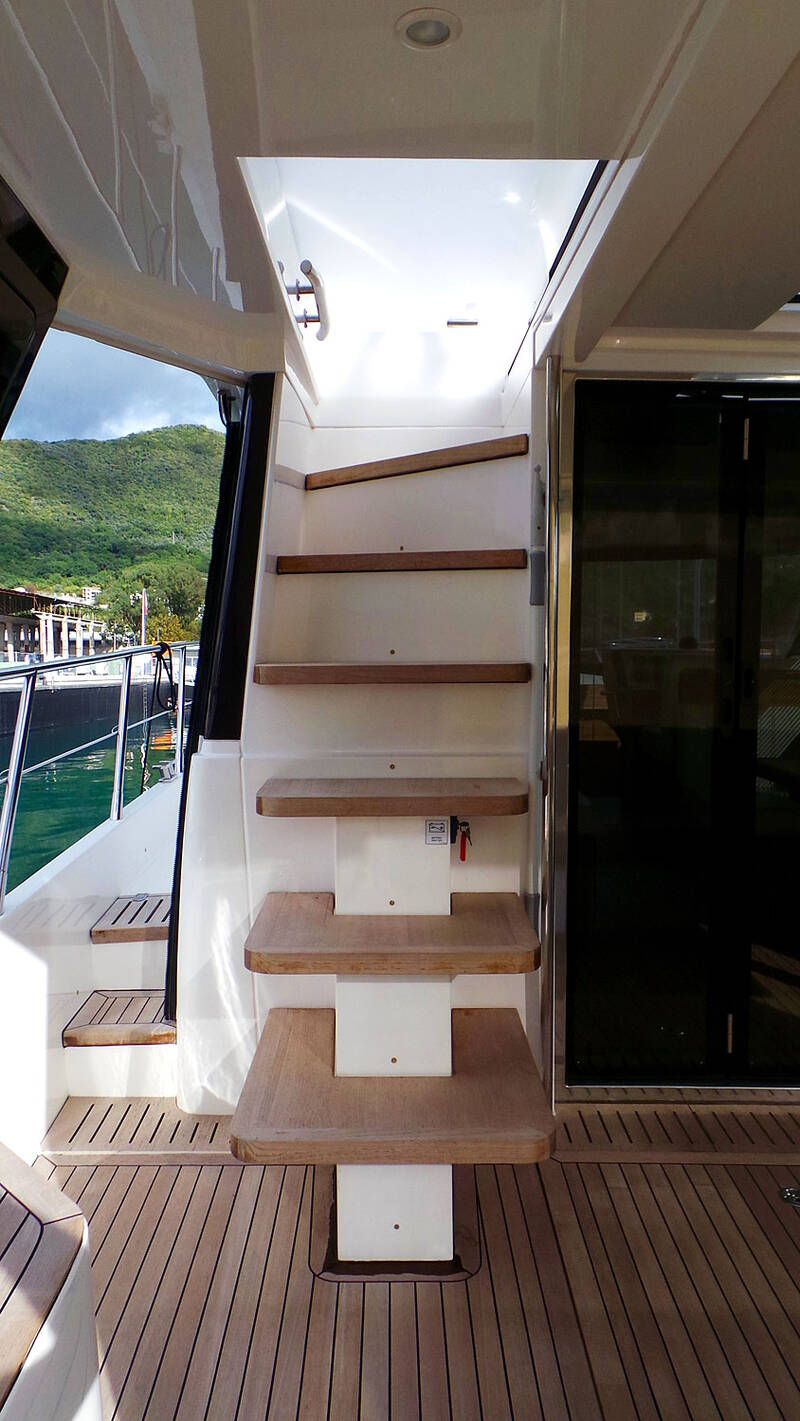 The staircase to the flybridge