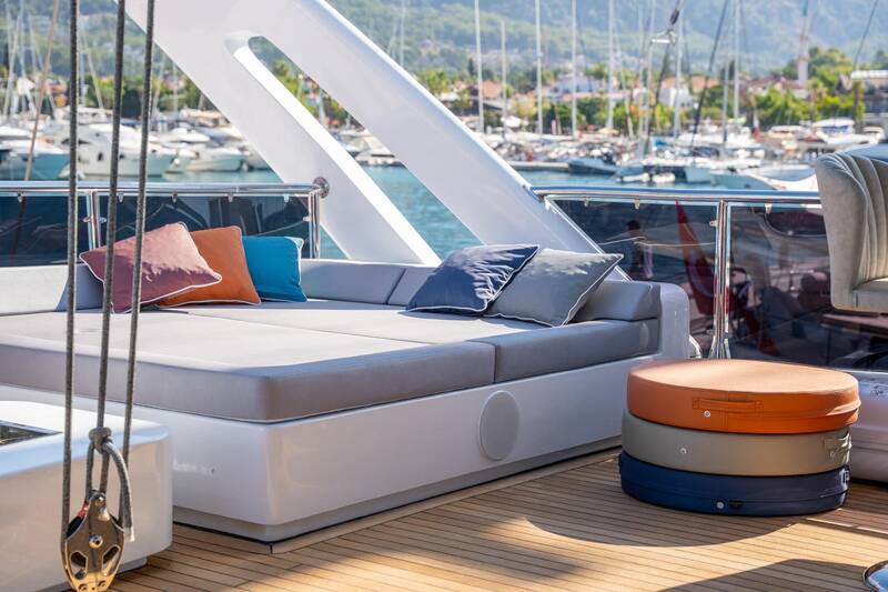 Sun loungers on deck