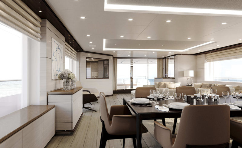 Dinette in salon on the main deck