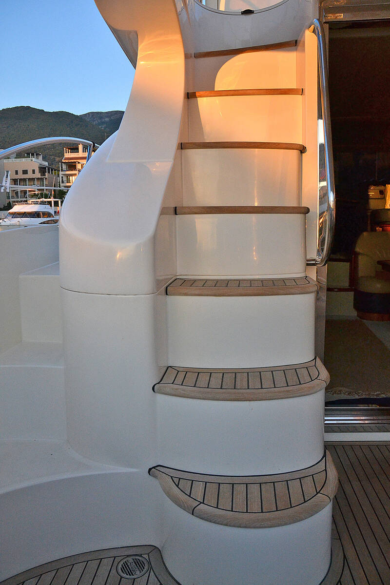 The staircase to the flybridge