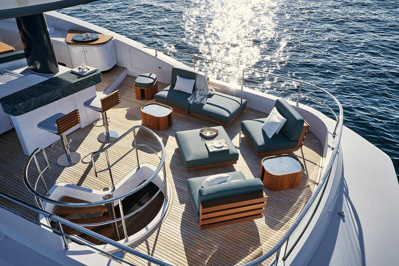 Aft lounge area on flybridge