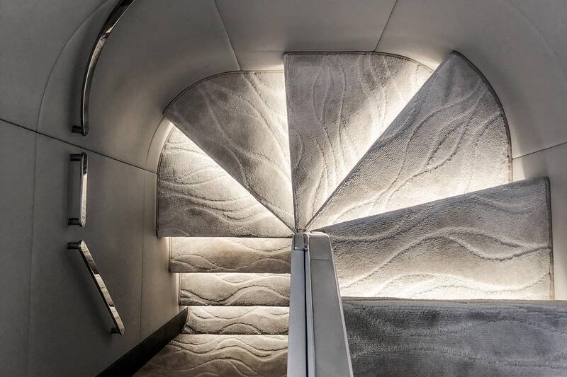 Steps to lower deck