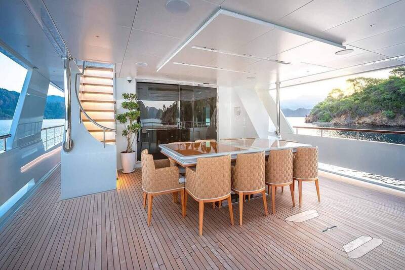 Dining table in cockpit on  main deck