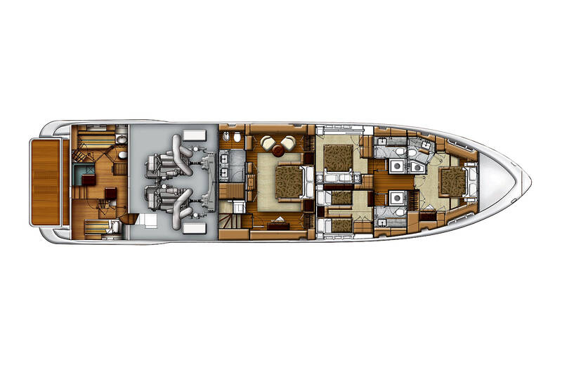 Lower deck of the Azimut 88 Flybridge