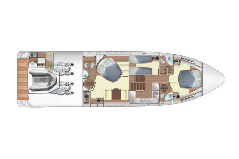 Lower deck (3 cabins version)